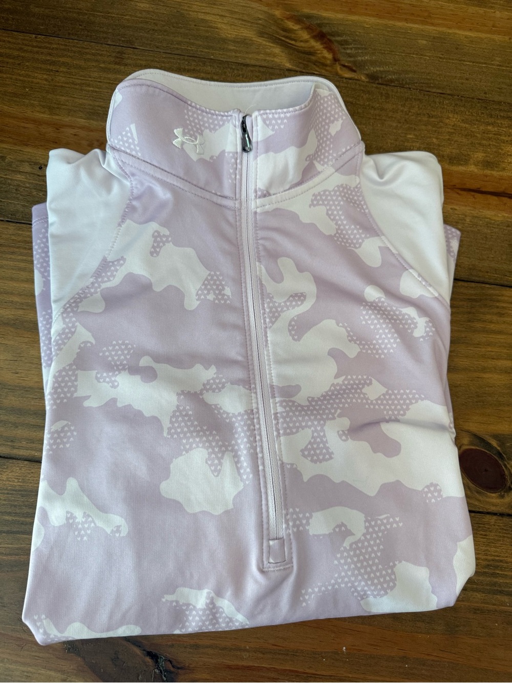 Women’s Under Armour Coldgear Sz Large Lavender Camo 1/2 Zip Up Sweatshirt